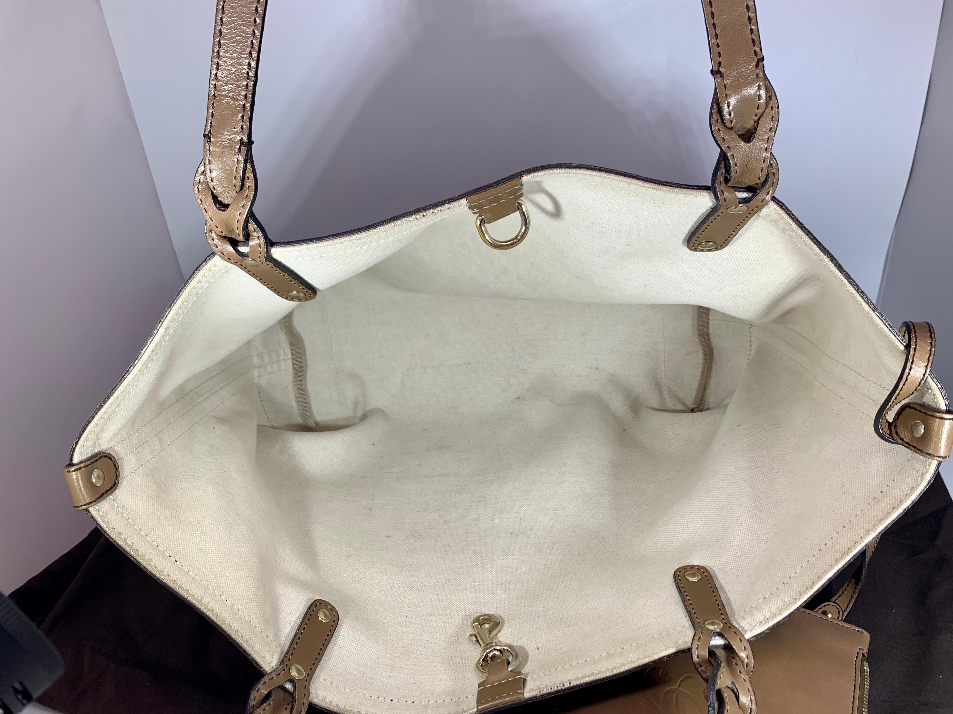 GUCCI Monogram Large Original Tote Tan With Pouch, Like Neverfull